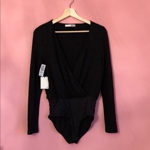 Black Wilfred Plunge Neck Bodysuit- Brand New